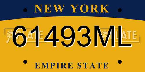 61493ML New York License Plate