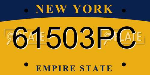 61503PC New York License Plate