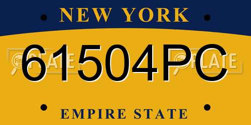 61504PC New York License Plate