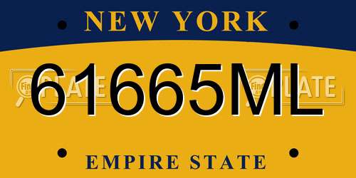 61665ML New York License Plate
