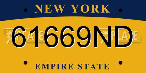 61669ND New York License Plate