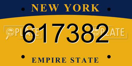 617382 New York License Plate