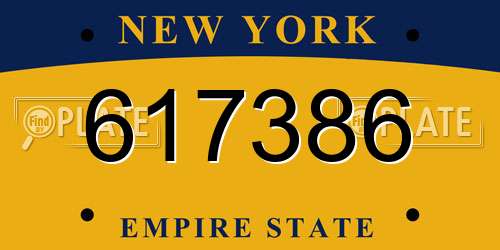 617386 New York License Plate