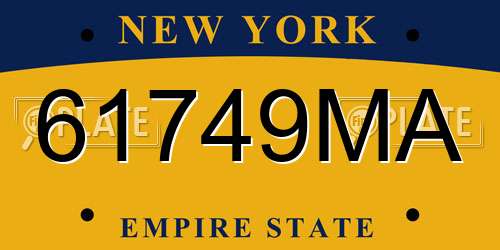61749MA New York License Plate