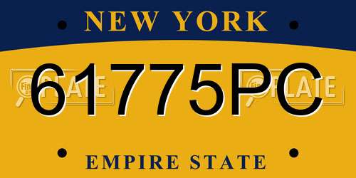 61775PC New York License Plate
