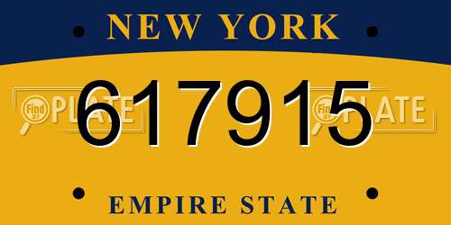 617915 New York License Plate