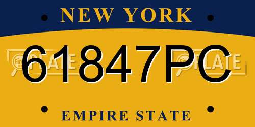 61847PC New York License Plate