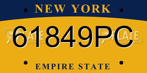 61849PC New York License Plate