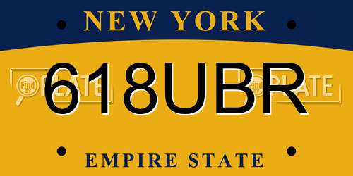 618UBR New York License Plate