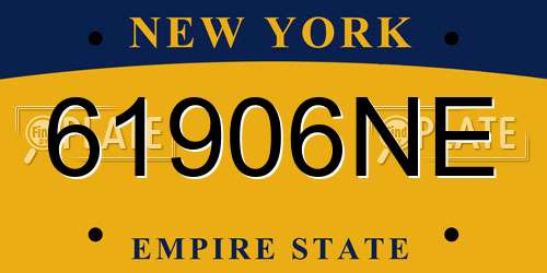 61906NE New York License Plate