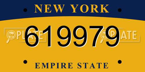 619979 New York License Plate