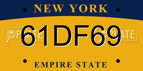 61DF69 New York License Plate