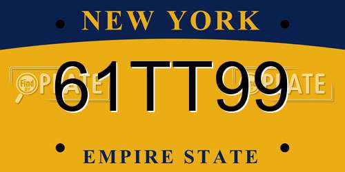 61TT99 New York License Plate