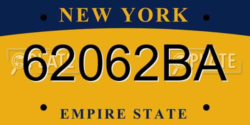 62062BA New York License Plate