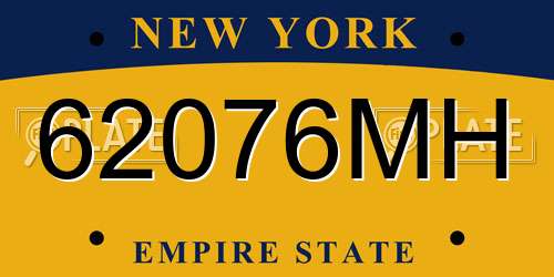 62076MH New York License Plate