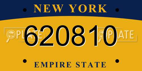 620810 New York License Plate