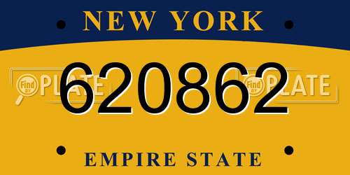 620862 New York License Plate