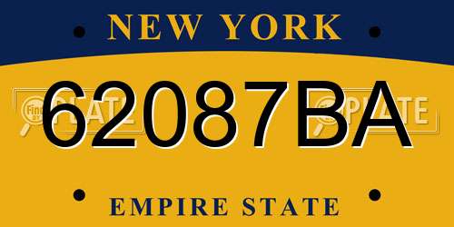 62087BA New York License Plate
