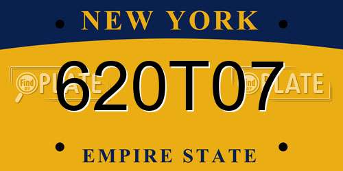 620T07 New York License Plate
