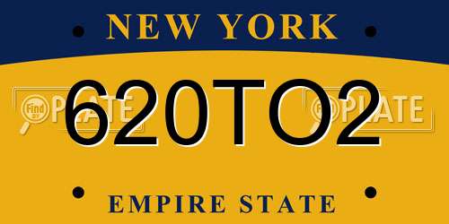 620TO2 New York License Plate