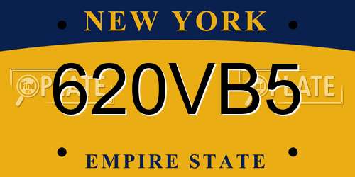 620VB5 New York License Plate