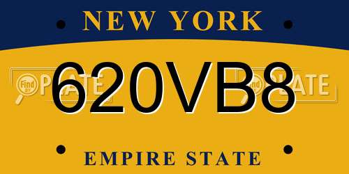 620VB8 New York License Plate