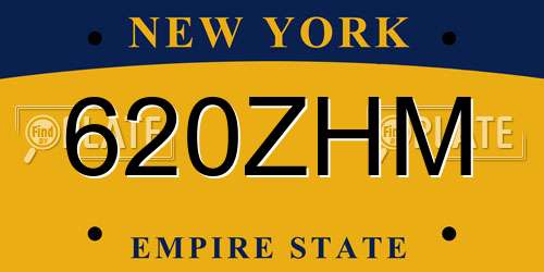 620ZHM New York License Plate