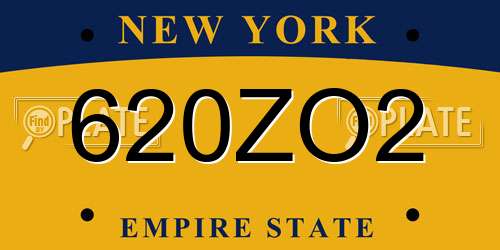 620ZO2 New York License Plate