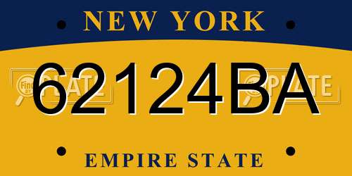 62124BA New York License Plate