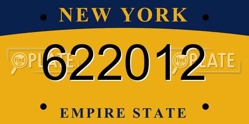 622012 New York License Plate