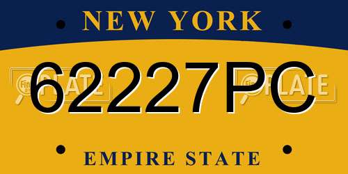 62227PC New York License Plate