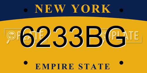 6233BG New York License Plate