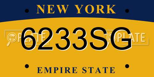 6233SG New York License Plate