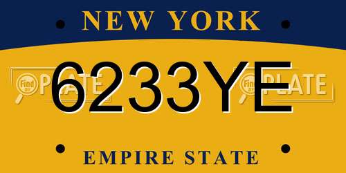 6233YE New York License Plate