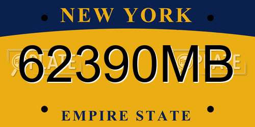 62390MB New York License Plate