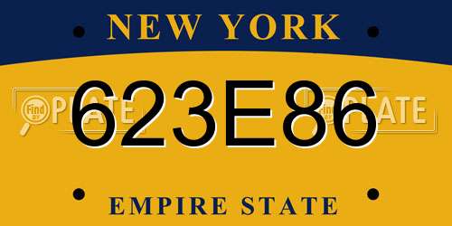 623E86 New York License Plate