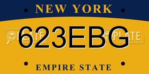 623EBG New York License Plate