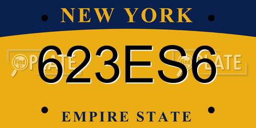 623ES6 New York License Plate
