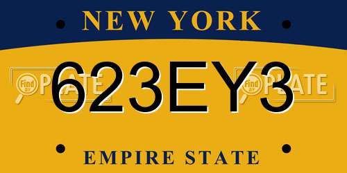 623EY3 New York License Plate