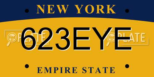 623EYE New York License Plate