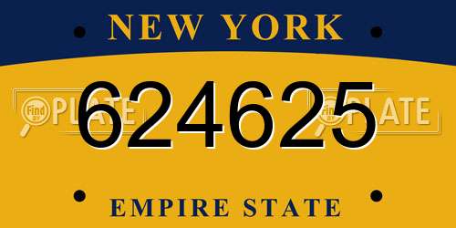 624625 New York License Plate