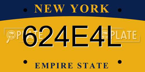 624E4L New York License Plate