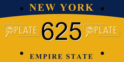 625 New York License Plate