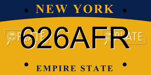 626AFR New York License Plate