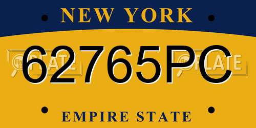 62765PC New York License Plate