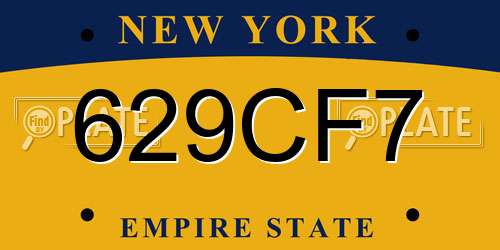 629CF7 New York License Plate