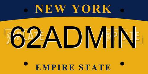 62ADMIN New York License Plate