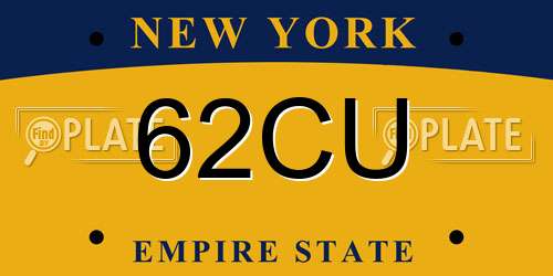 62CU New York License Plate