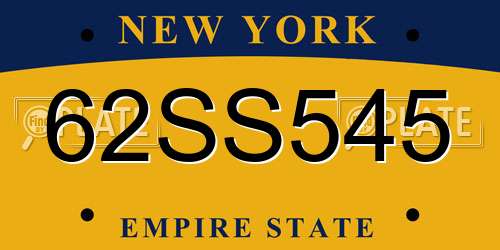 62SS545 New York License Plate