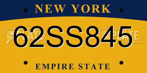 62SS845 New York License Plate